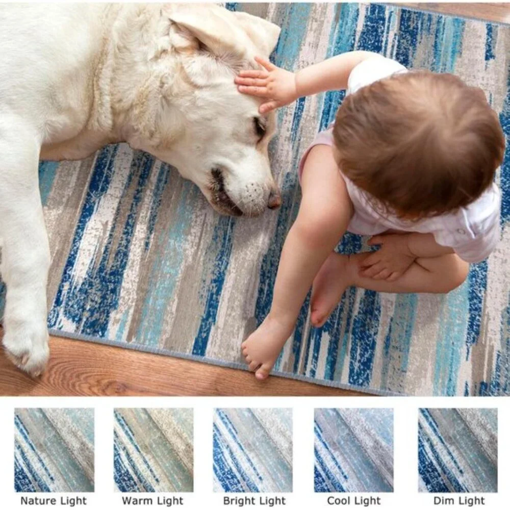 New 2x3 Modern Abstract Entryway Rug, Washable Non-Slip Carpet for Home & Office